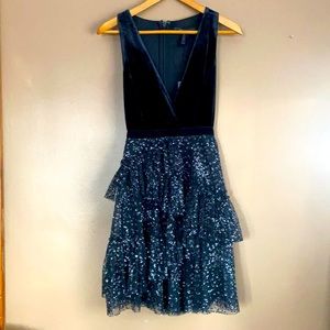 Black Velvet and Sequence Cocktail Dress